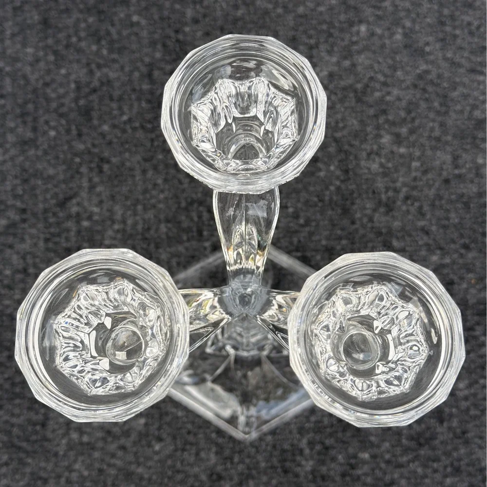 Cristal d'Arques France 24% Lead Crystal 3 Arm Candelabra Candle Holder 10.5